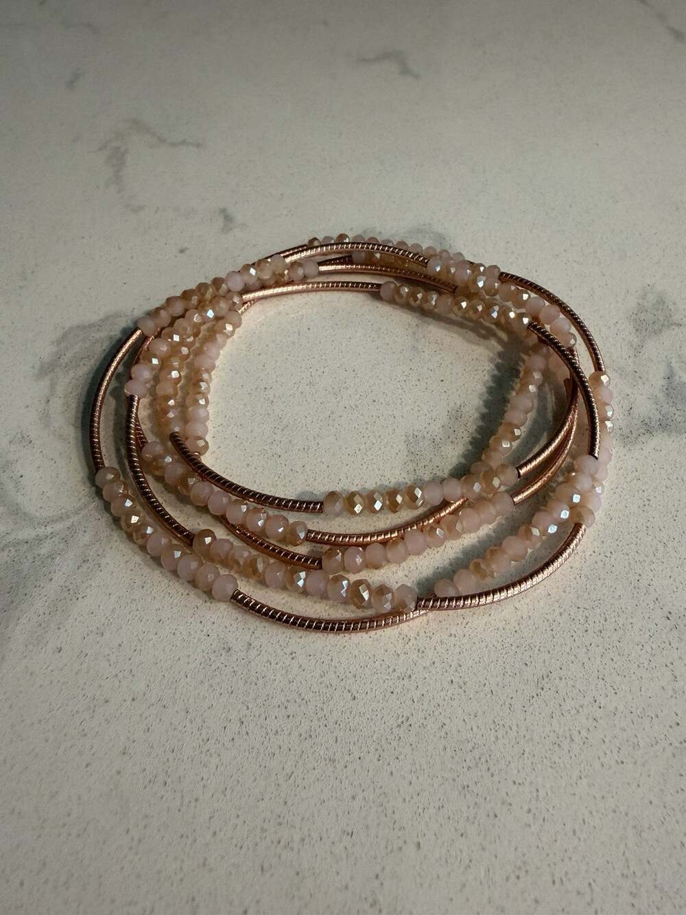 NEW Scout Curated Wears Blush Crystal Rose Gold Wrap Bracelet Necklace Luxury